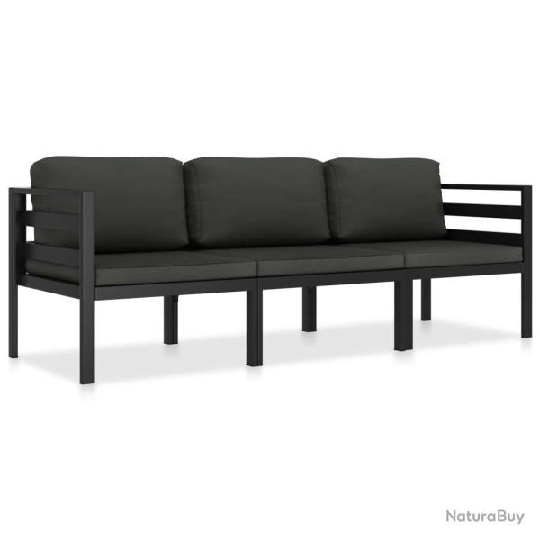 Salon de 3 pcs avec coussins Aluminium Anthracite