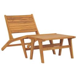 Chaise de avec repose-pied Bois de teck solide