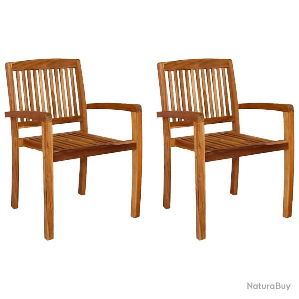 Chaises empilables � manger, 2 pi�ces, en bois de teck solide, pour la cuisine