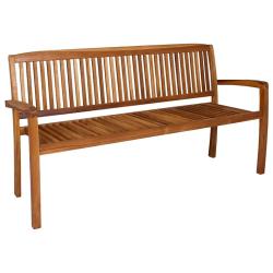 Banc empilable 3 places en bois de teck solide pour le salon, 159 cm