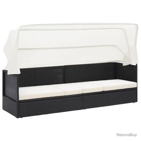 Canap� de avec auvent Noir R�sine tress�e