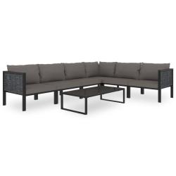 Salon de 7 pcs avec coussins R&eacute;sine tress&eacute;e Anthracite