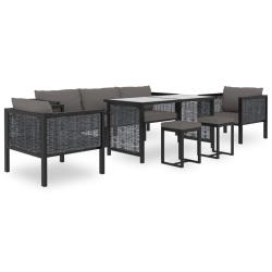 Salon de 8 pcs avec coussins R&eacute;sine tress&eacute;e Anthracite