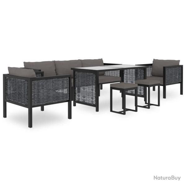 Salon de 8 pcs avec coussins R�sine tress�e Anthracite
