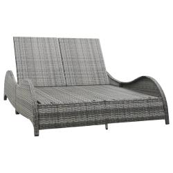 Chaise longue double avec coussin R&eacute;sine tress&eacute;e Anthracite