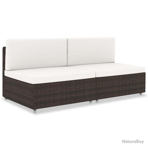 Canap� sectionnel 2 places, en r�sine tress�e marron, pour le salon