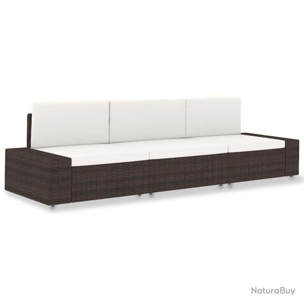 Canap� sectionnel 3 places, en r�sine tress�e marron, pour le salon