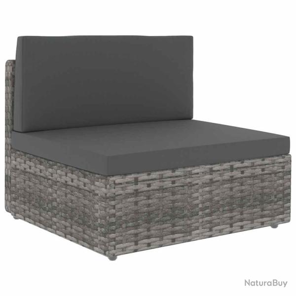 Canap� central sectionnel en r�sine tress�e gris