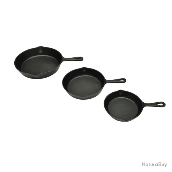 Lot de 3 po�les en fonte