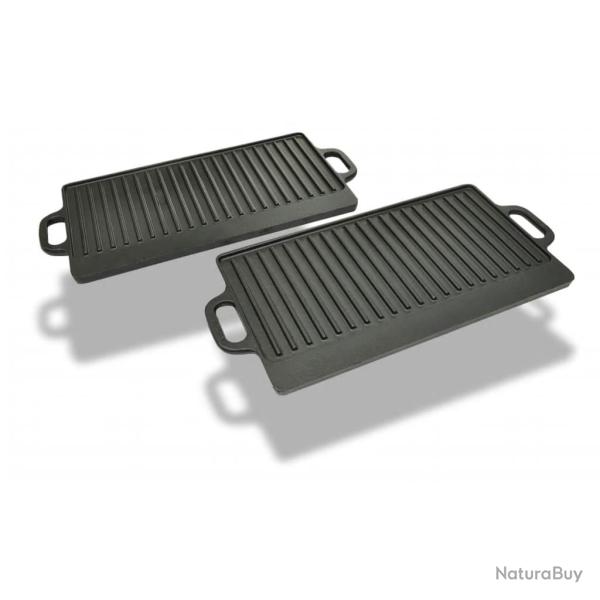 Plancha en fonte r�versible 2 pcs 38x23 cm