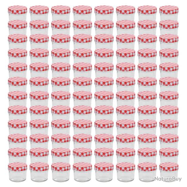 Pots � confiture Couvercles blanc et rouge 96 pcs Verre 110 ml