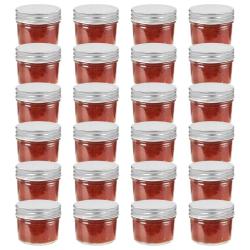 24 pcs Pots &agrave; confiture avec couvercles argent&eacute;s Verre 110 ml