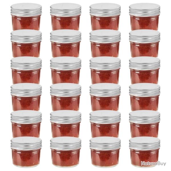 24 pcs Pots � confiture avec couvercles argent�s Verre 110 ml