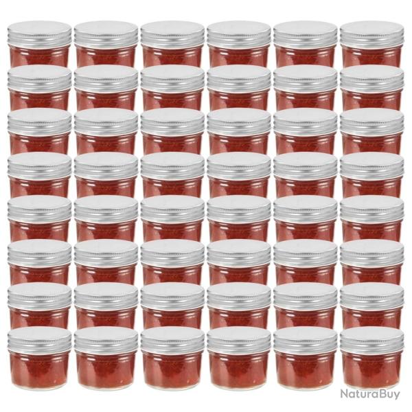 48 pcs Pots � confiture avec couvercles argent�s Verre 110 ml