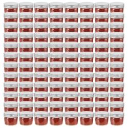 Pots &agrave; confiture avec couvercles argent&eacute;s 96 pcs Verre 110 ml