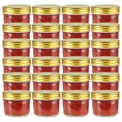 24 pcs Pots &agrave; confiture avec couvercles dor&eacute;s Verre 110 ml
