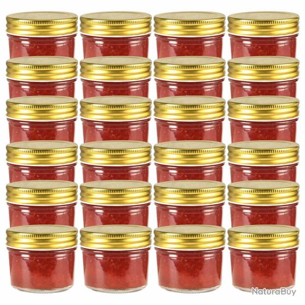 24 pcs Pots � confiture avec couvercles dor�s Verre 110 ml