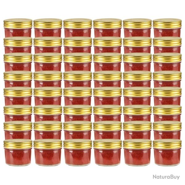 48 pcs Pots � confiture avec couvercle dor� Verre 110 ml