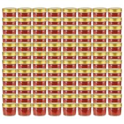 Pots &agrave; confiture avec couvercle dor&eacute; 96 pcs Verre 110 ml