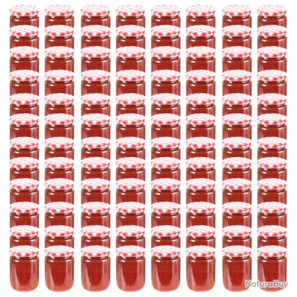 Pots � confiture Couvercle blanc et rouge 96 pcs Verre 230 ml
