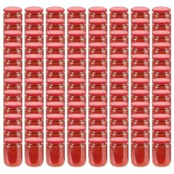 Pots &agrave; confiture avec couvercle rouge 96 pcs Verre 230 ml