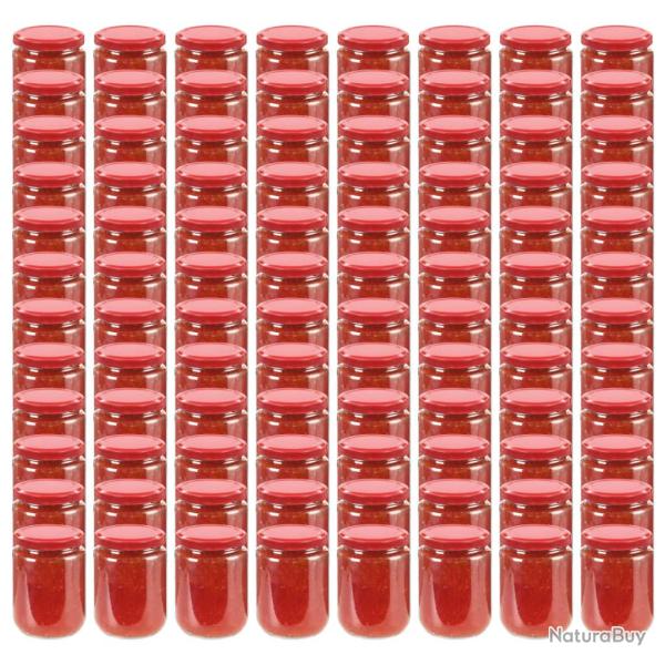 Pots � confiture avec couvercle rouge 96 pcs Verre 230 ml