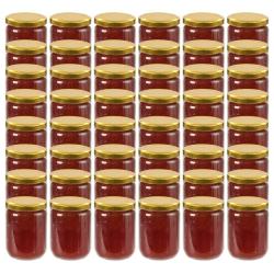48 pcs Pots &agrave; confiture avec couvercle dor&eacute; Verre 230 ml