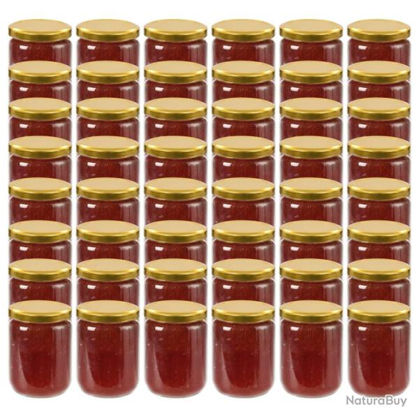 48 pcs Pots � confiture avec couvercle dor� Verre 230 ml