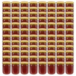 Pots &agrave; confiture avec couvercle dor&eacute; 96 pcs Verre 230 ml