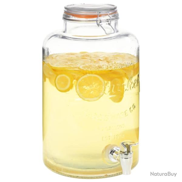 Distributeur d'eau XXL avec robinet Transparent 8 L Verre