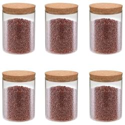 6 pcs Pots de conservation en verre et couvercle en li&egrave;ge 650ml