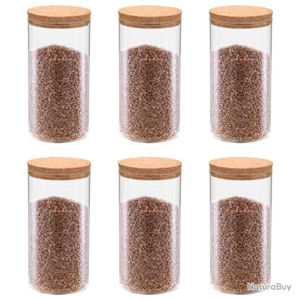 6pcs Pots de conservation en verre et couvercle en li�ge 1400ml