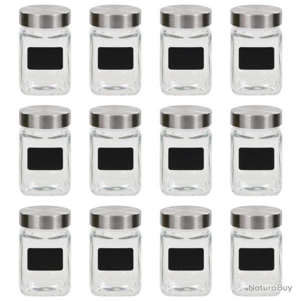 Pots de conservation avec autocollant 12 pcs 300 ml