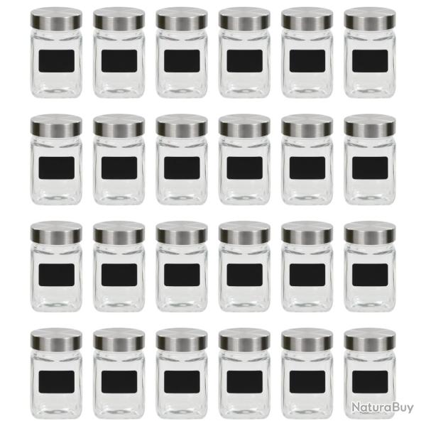 Pots de conservation avec autocollant 24 pcs 300 ml