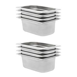 R&eacute;cipients Gastronorm 8 pcs GN 1/4 100 mm Acier inoxydable