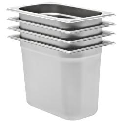 R&eacute;cipients Gastronorm 4 pcs GN 1/4 200 mm Acier inoxydable
