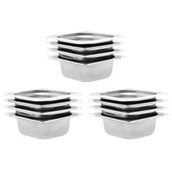 R&eacute;cipients Gastronorm 12 pcs GN 1/6 65 mm Acier inoxydable