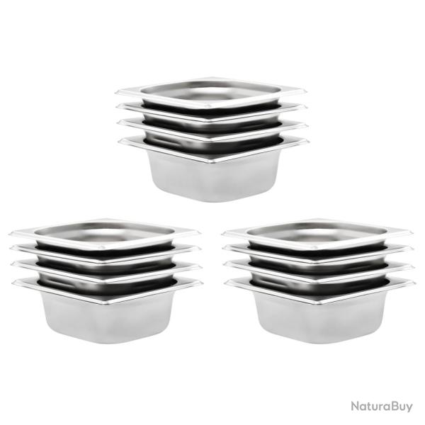 R�cipients Gastronorm 12 pcs GN 1/6 65 mm Acier inoxydable