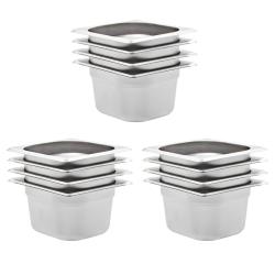 R&eacute;cipients Gastronorm 12 pcs GN 1/6 100 mm Acier inoxydable