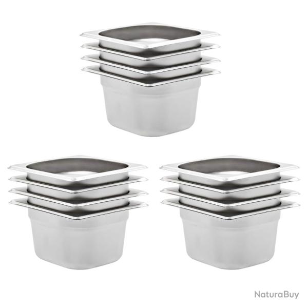 R�cipients Gastronorm 12 pcs GN 1/6 100 mm Acier inoxydable