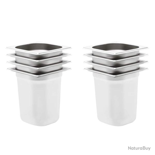 R�cipients Gastronorm 8 pcs GN 1/6 200 mm Acier inoxydable