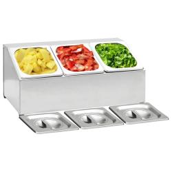 R&eacute;cipient Gastronorm avec 3 bacs GN 1/6 Acier inoxydable