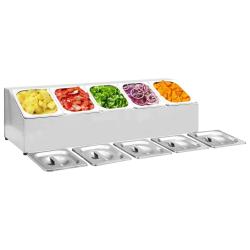 R&eacute;cipient Gastronorm avec 5 bacs GN 1/6 Acier inoxydable