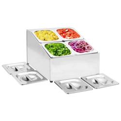 R&eacute;cipient Gastronorm avec 4 bacs GN 1/6 Acier inoxydable