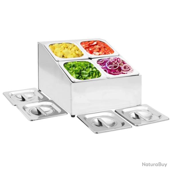 R�cipient Gastronorm avec 4 bacs GN 1/6 Acier inoxydable