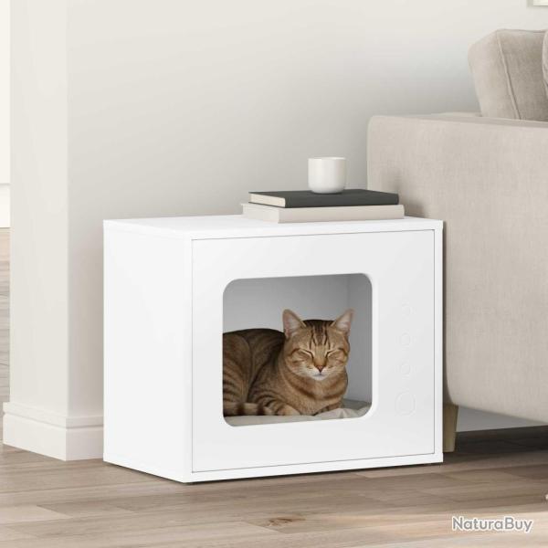 Maison pour chat Blanc 51 x 30 x 42,5 cm Bois d'ing�nierie