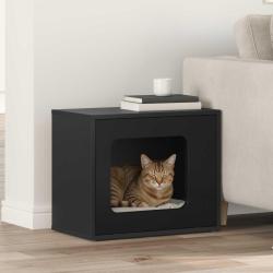 Maison pour chat Noir 51 x 30 x 42,5 cm Bois d'ing&eacute;nierie