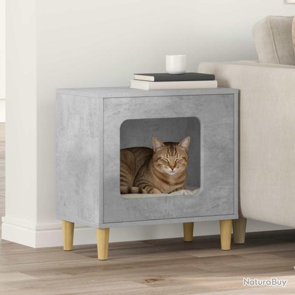 Maison pour chat gris b�ton, 51 � 30 � 52 cm, en panneau de bois