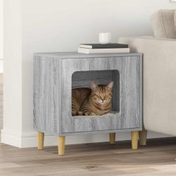 Maison pour chat Gris 51 x 30 x 52 cm Bois d'ing&eacute;nierie