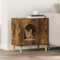 Maison pour chat Ch&ecirc;ne fum&eacute; 51 x 30 x 52 cm Bois d'ing&eacute;nierie